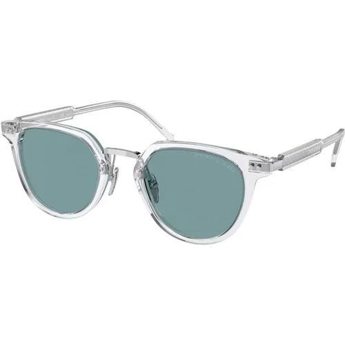 Kristall/Teal Sonnenbrille , Herren, Größe: 49 MM - Prada - Modalova