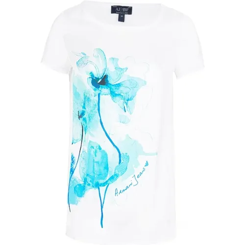 Print T-Shirt with Contrasting Pattern , female, Sizes: 3XS - Armani - Modalova