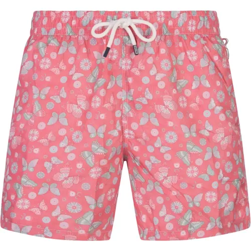 Schmetterlingsdruck Badeshorts Rosa , Herren, Größe: XL - Fedeli - Modalova