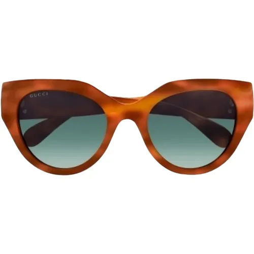 Havana Green Sonnenbrille , Damen, Größe: 52 MM - Gucci - Modalova