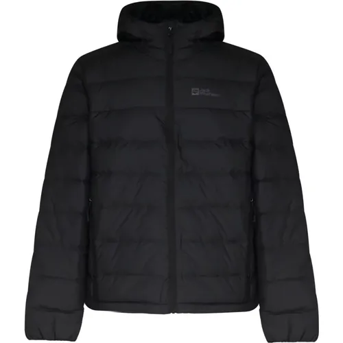 Schwarze Nylon Reißverschluss Kapuzenjacke , Herren, Größe: S - Jack Wolfskin - Modalova