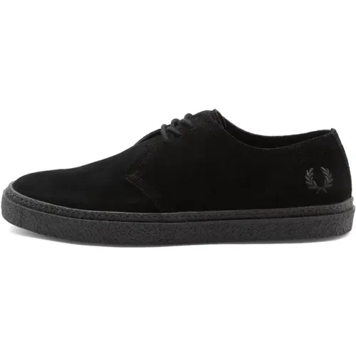 Linden Wildleder Schwarze Schuhe , Herren, Größe: 46 EU - Fred Perry - Modalova