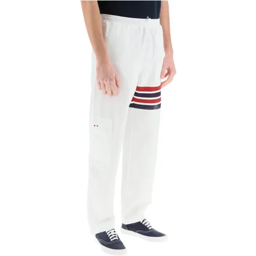 Wide Trousers,Sportlich inspirierte Ripstop-Hose mit 4BAR-Detail - Thom Browne - Modalova