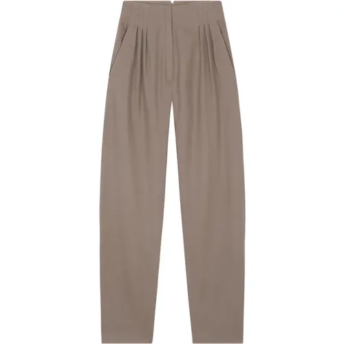 High-waisted wool pants with pleats , female, Sizes: L, XL, XS, 2XL - Cortana - Modalova