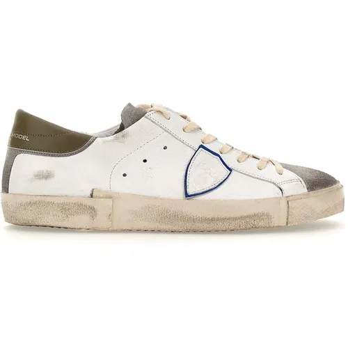 Weiße Sneakers Paris Stil , Herren, Größe: 41 EU - Philippe Model - Modalova