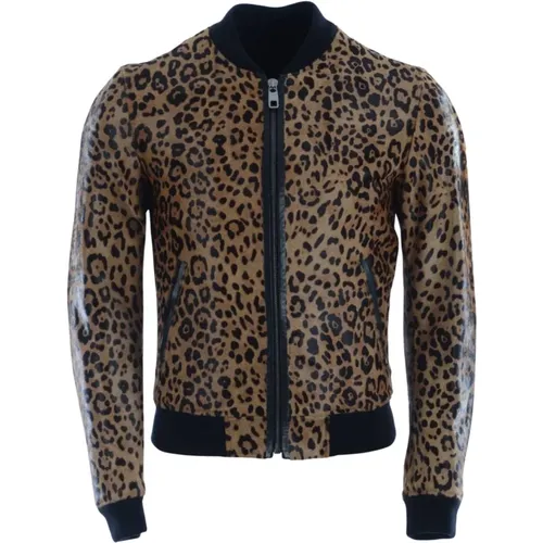 Leopardenmuster Lederjacke - Dolce & Gabbana - Modalova