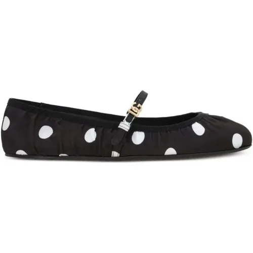 Punkte Leder Flache Schuhe , Damen, Größe: 36 1/2 EU - Dolce & Gabbana - Modalova