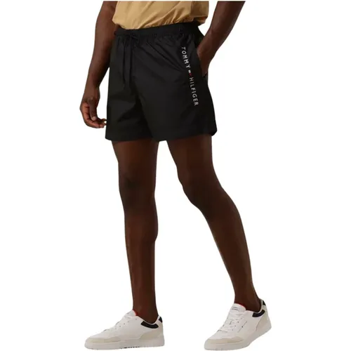 Schwarze Badehose Kordelzug , Herren, Größe: S - Tommy Hilfiger - Modalova