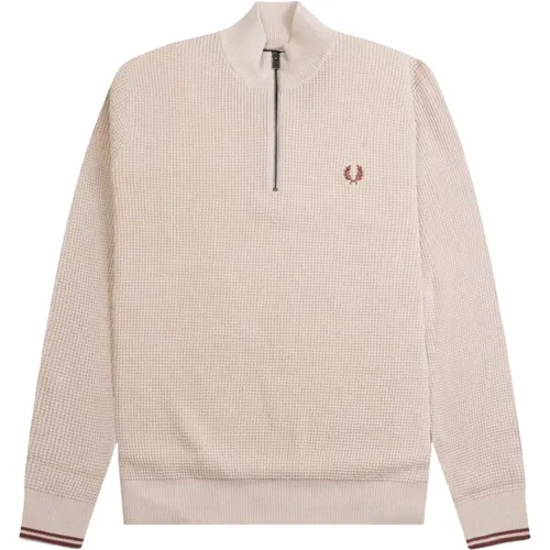 Men's Honeycomb Half Zip Sweater , male, Sizes: M, XL, L - Fred Perry - Modalova