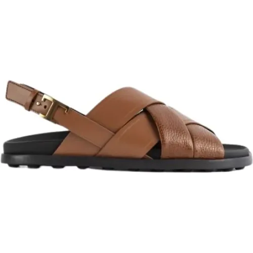 Braune Lederkreuzriemensandalen - TOD'S - Modalova