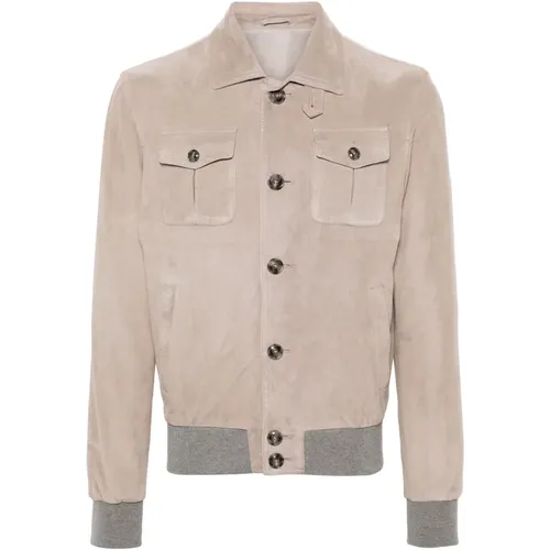 Greg' suede bomber jacket , male, Sizes: 3XL, L - Barba - Modalova