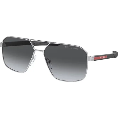 Polarized Silver Gradient Sunglasses , male, Sizes: 60 MM - Prada - Modalova