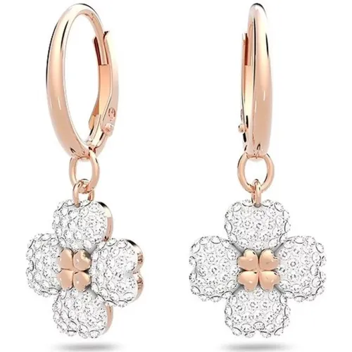 Latisha Flower Earrings, White, Rose Gold , female, Sizes: ONE SIZE - Swarovski - Modalova