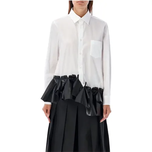 Weiß X Schwarz Gerüschte Popeline Bluse , Damen, Größe: M - Comme des Garçons - Modalova