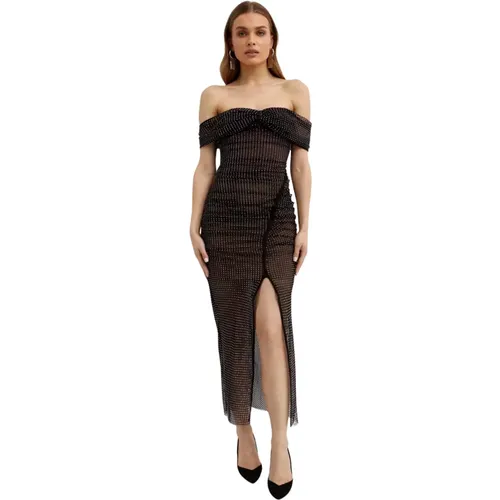 Schwarzes Diamante Fishnet Midi Kleid - Self Portrait - Modalova