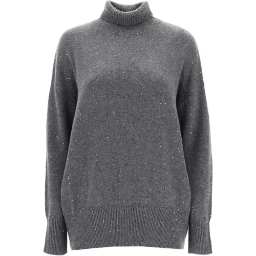 Cashmere Silk Sequin Turtleneck Sweater Set , female, Sizes: XS, S, M - BRUNELLO CUCINELLI - Modalova