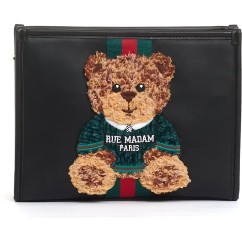 Clutch Handbag with Teddy , female, Sizes: ONE SIZE - Rue Madame - Modalova