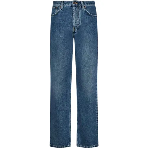 Blaue Straight Leg Jeans Aw24 , Damen, Größe: M - Moschino - Modalova