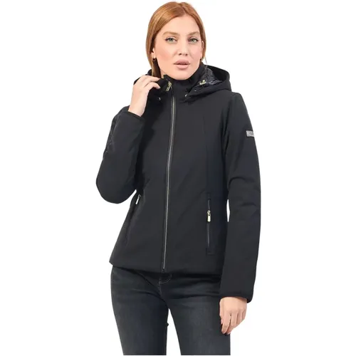 Schwarzer Parka mit Kapuze und Taschen , Damen, Größe: 2XL - YES ZEE - Modalova