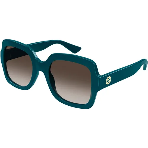 Grün/Braun getönte Sonnenbrille , Damen, Größe: 54 MM - Gucci - Modalova