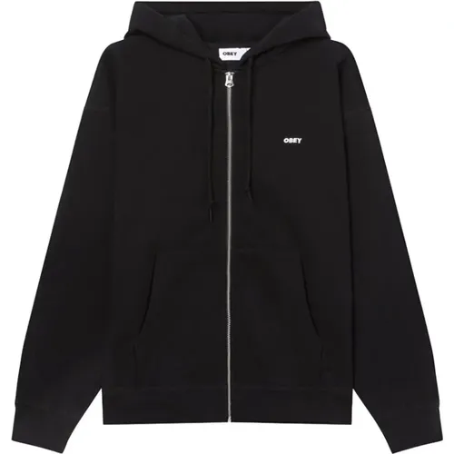 Mutige Works Reißverschluss Hoodie Schwarz , Herren, Größe: S - Obey - Modalova