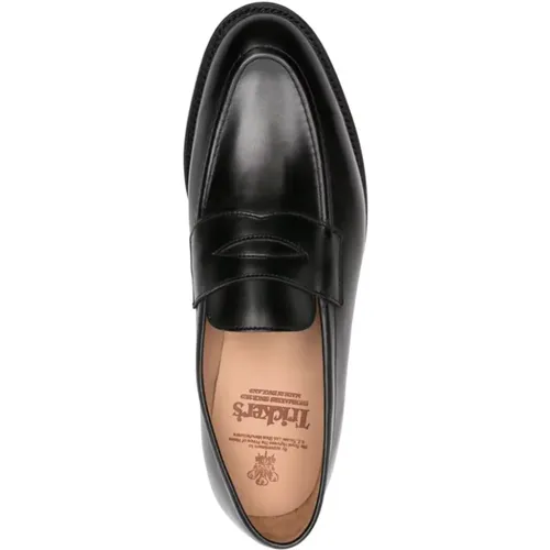 Schwarze flache Schuhe mit poliertem Finish , Herren, Größe: 44 EU - Tricker's - Modalova