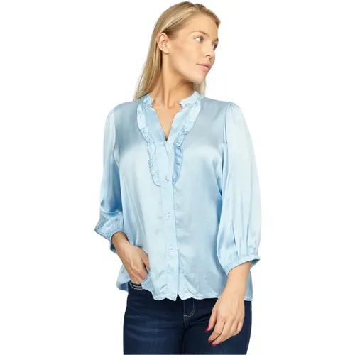 Blaue Sumba Seidenbluse , Damen, Größe: L - 2-Biz - Modalova