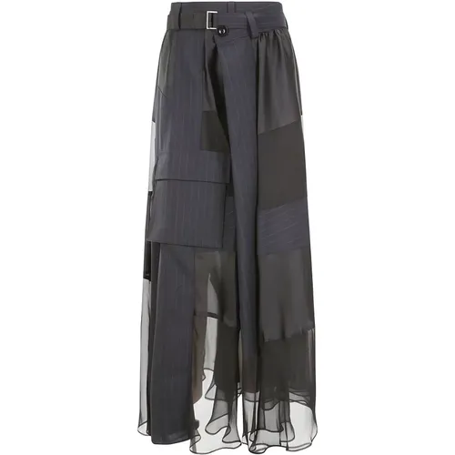 Chalk Stripe Skirt , female, Sizes: M - Sacai - Modalova