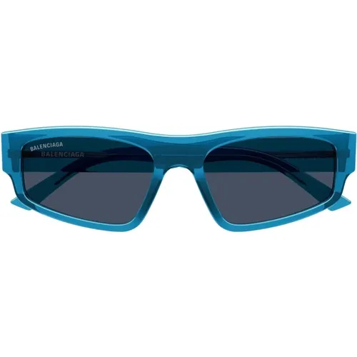 Blau Transparente Sonnenbrille mit Quadratischem Rahmen , unisex, Größe: 56 MM - Balenciaga - Modalova