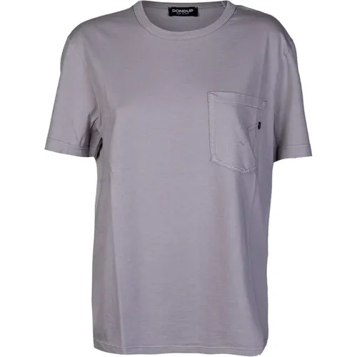Mens Cotton Crewneck T-shirt with Front Pocket , male, Sizes: XL, M, S, L - Dondup - Modalova