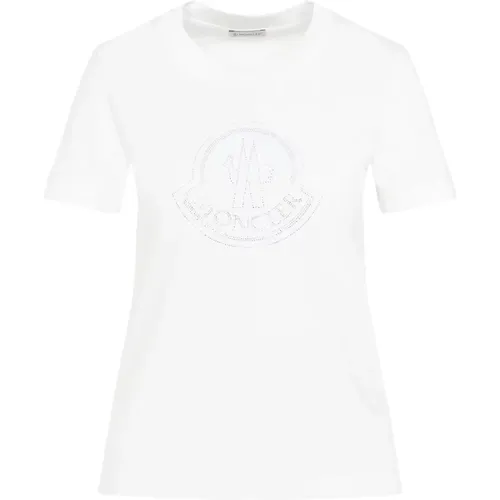 Weißes T-Shirt Eleganter Stil , Damen, Größe: XS - Moncler - Modalova