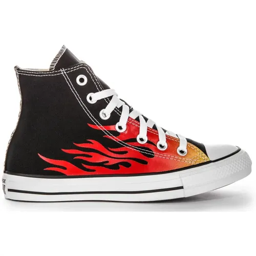 Flame Hi Black Red Sneakers , male, Sizes: 3 UK, 8 1/2 UK, 7 1/2 UK, 5 1/2 UK, 5 UK, 6 UK, 7 UK, 3 1/2 UK, 4 UK, 9 UK, 8 UK - Converse - Modalova