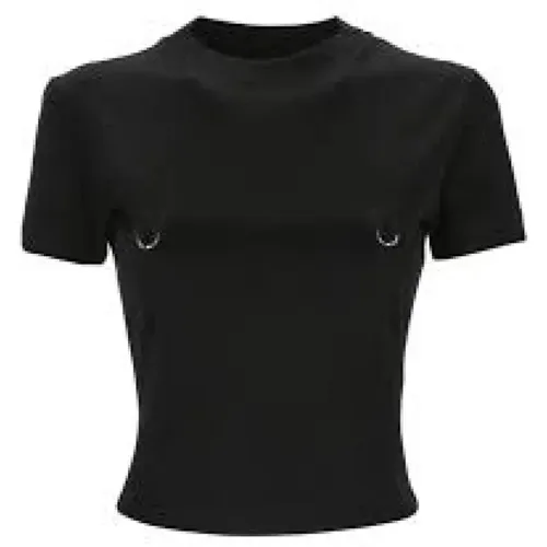 Schwarzes Durchbohrtes Baby T-Shirt , Damen, Größe: M - Mugler - Modalova