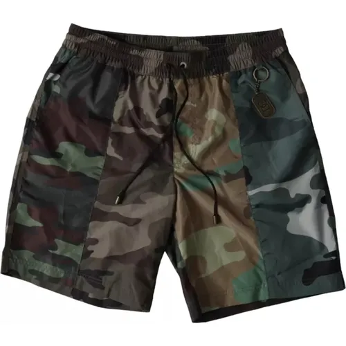 Camouflage Patchwork Badehose mit Elastischem Bund , Herren, Größe: S - Dolce & Gabbana - Modalova