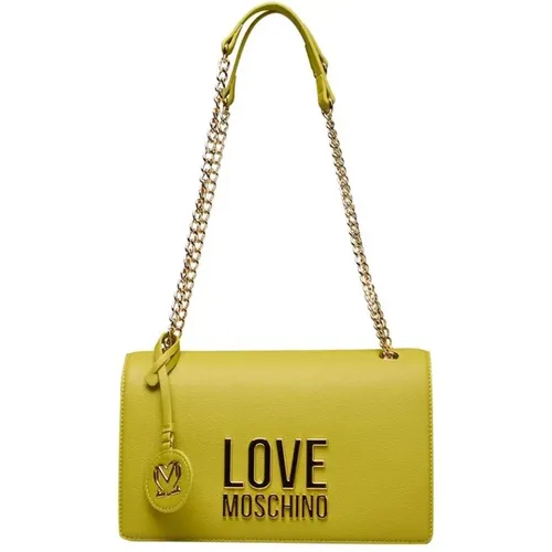 Gelbe Umhängetasche mit Klappenverschluss - Love Moschino - Modalova