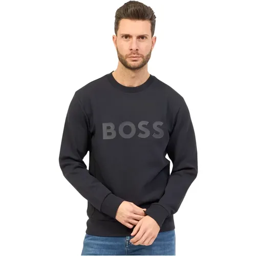 Crew Neck Sweater with Printed Logo , male, Sizes: XL, 3XL, L, 2XL, M - Hugo Boss - Modalova