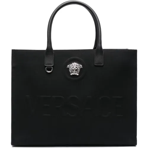Schwarze Canvas Tote Tasche Versace - Versace - Modalova