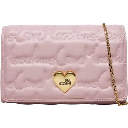 Rosa Schultertasche mit Gold Details , Damen, Größe: ONE Size - Love Moschino - Modalova