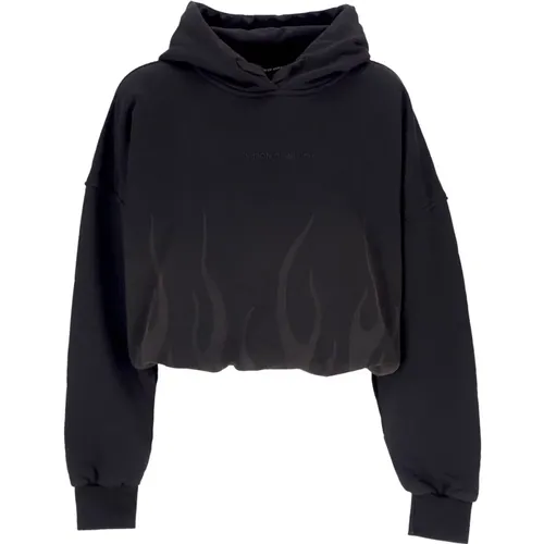 Flames Cropped Hoodie Schwarz , Damen, Größe: S - VISION OF SUPER - Modalova