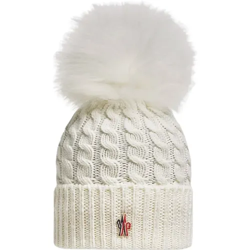 Weiße Woll Pom Pom Mütze , Damen, Größe: ONE Size - Moncler - Modalova