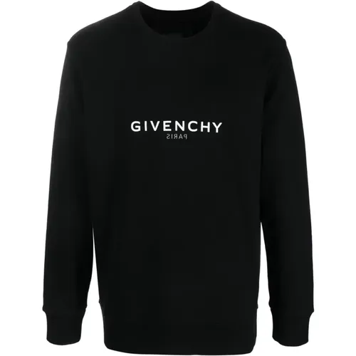 Schwarzer Logo-Print Rundhalsausschnitt Pullover , Herren, Größe: XL - Givenchy - Modalova