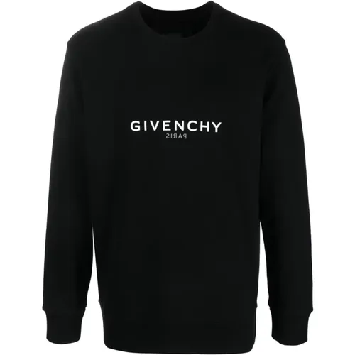Schwarzer Logo-Print Rundhalsausschnitt Pullover , Herren, Größe: M - Givenchy - Modalova