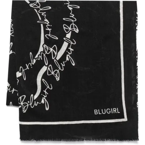 Logo Print Wool Blend Scarf Blugirl - Blugirl - Modalova