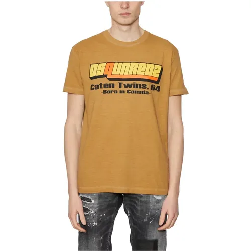 Baumwoll-Print T-Shirt , Herren, Größe: S - Dsquared2 - Modalova