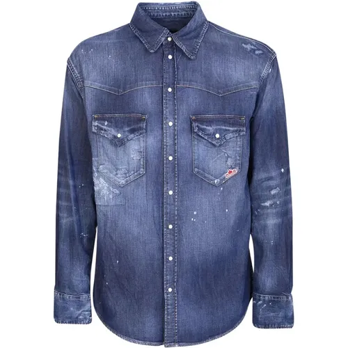 Denim Hemd , Herren, Größe: M - Dsquared2 - Modalova