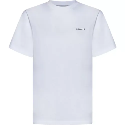 Weißes T-Shirt mit lockerer Passform und Logo-Print , Damen, Größe: S - Coperni - Modalova