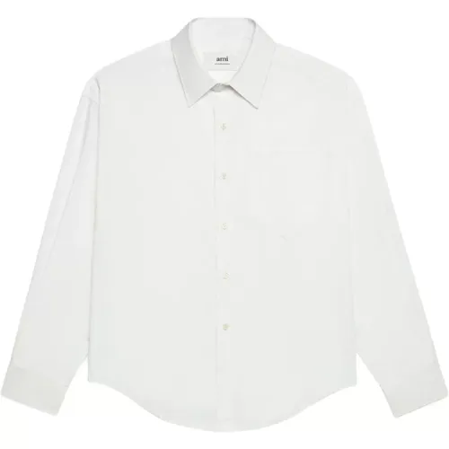 Classic Shirt with Embroidered Logo , male, Sizes: M, L - Ami Paris - Modalova