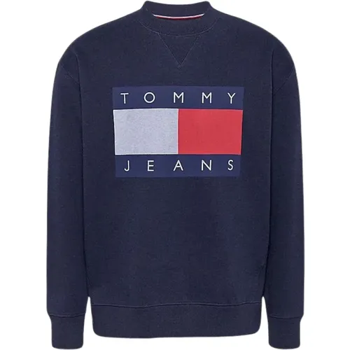 Blauer Pullover mit Flaggenabzeichen - Tommy Hilfiger - Modalova