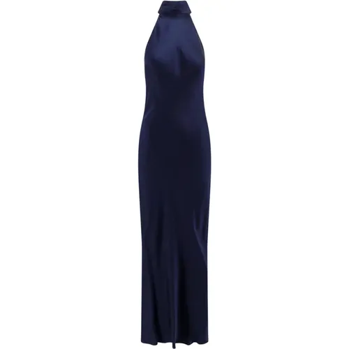 Satin Kleid mit Offenem Rücken , Damen, Größe: S - Semicouture - Modalova