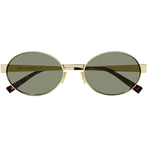 Ovales Metallgestell Sonnenbrille Grüne Gläser - Saint Laurent - Modalova